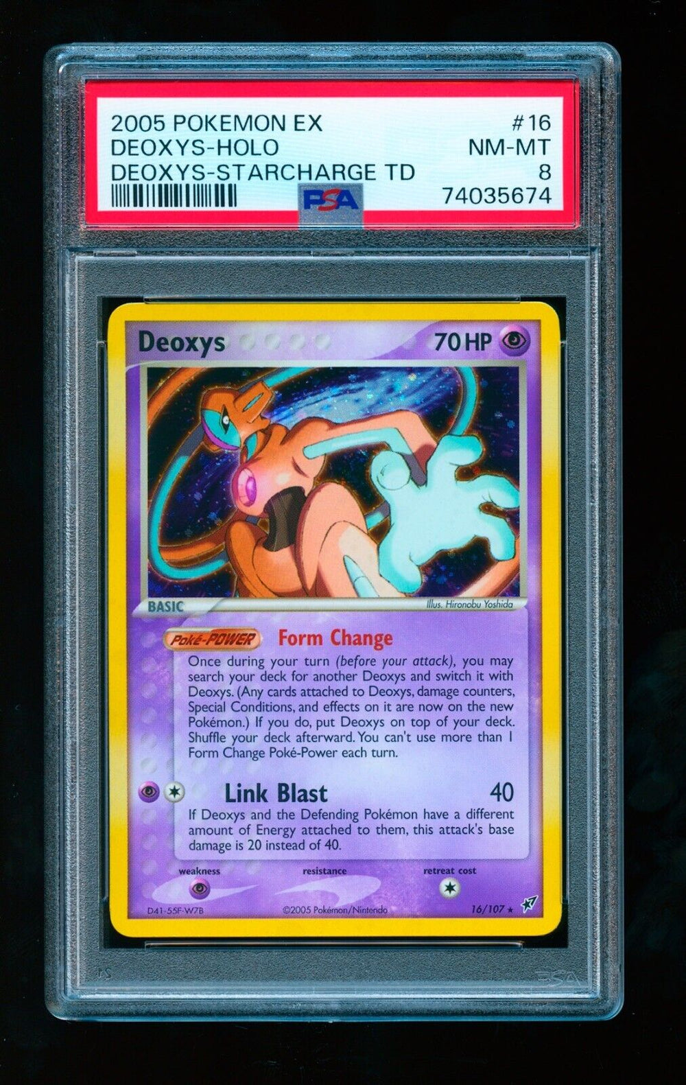 2005 Pokémon EX Deoxys 16/107 Deoxys Holo Starcharge Theme Deck PSA 8 NM+