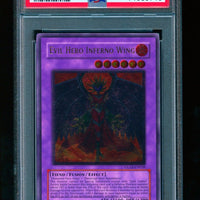 2007 Yu-Gi-Oh! GLAS-EN038 Evil Hero Inferno Wing Ultimate Rare PSA 7