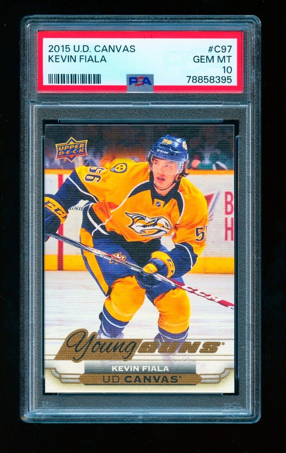 2015-16 Upper Deck Series 1 C97 Kevin Fiala Young Guns Canvas Rookie PSA 10