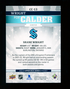 2022-23 Upper Deck NHL Series 2 Wright for Calder CC-13 Shane Wright