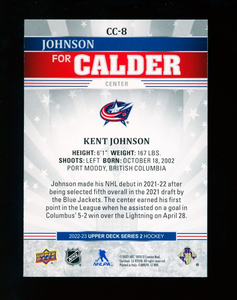2022-23 Upper Deck NHL Series 2 Johnson for Calder CC-8 Kent Johnson