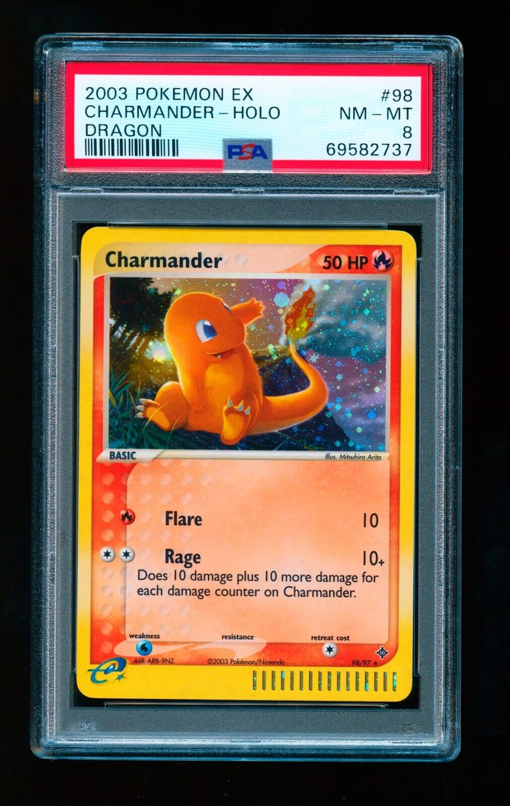 2003 Pokémon EX Dragon 98/97 Charmander Holo PSA 8 NM+